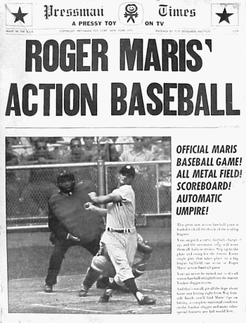 1962 Pressman Roger Maris' Action Baseball Game