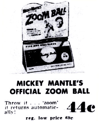 1966 Mickey Mantle's Official Zoom Ball Advertisment