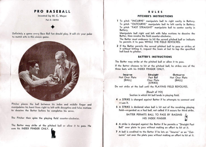 Pro Baseball Game Rule Book Page 1 - Page 2