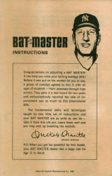 Mickey Mantle Bat Master Instruction manual