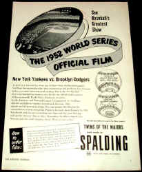 1952 World Series Yankees vs Brooklyn Dodgers