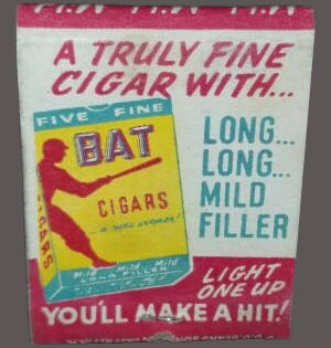 Bat Cigars Louisville Slugger Promo Matchbook 