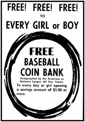 1958 Coin Bank Advertisement 