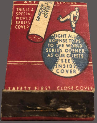 Macke Special World Series Safety First Matchbook Cover