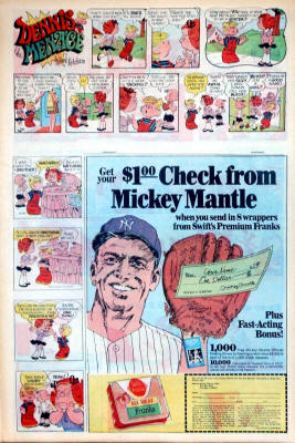 972 Swift Premium Franks Mickey Mantle $1.00 Refund Check Advertisement