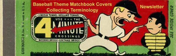 Baseball Theme Matchbook Covers & Collecting Terminology