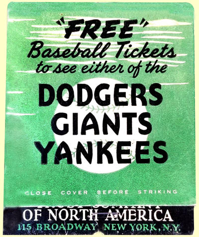 Free Baseball Tickets Dodgers Giants Yankees Matchbook