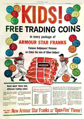 1955 Armour Star Franks Trading Coins Advertisement