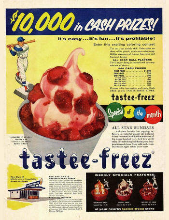 1956 Tastee-Freez ball Player Statue Coloring Contest