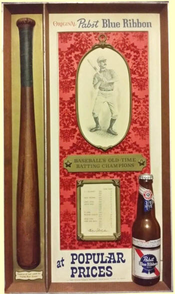 Pabst Blue Ribbon Beer Baseball's Old-Time Batting Champions Wall Sign