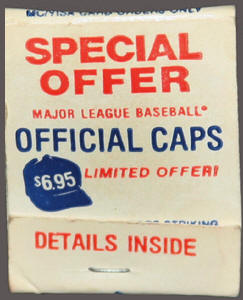 MLB Official Caps Offer Matchbook Front Cover