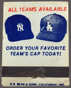 MLBl Official Caps Offer Matchbook Back Cover