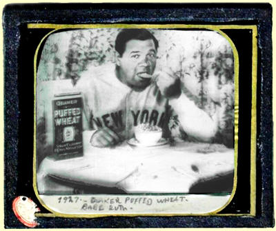 Babe Ruth Puffed Wheat Advertisement Magic Lantern Glass Slide 