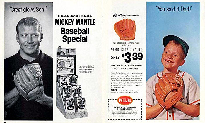 Phillies Cigars Mickey Mantle Baseball Glove Special