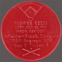 1955 Armour Coins Pee Wee Reese Back