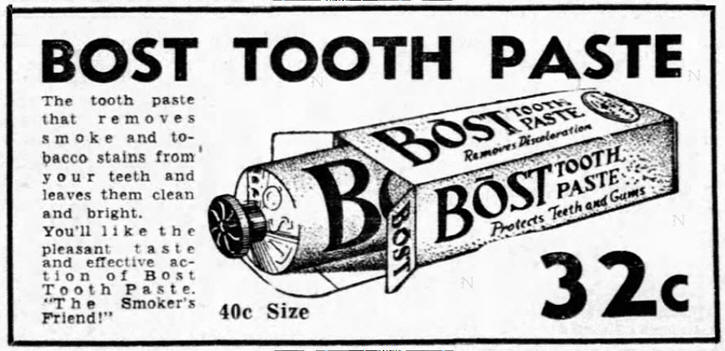 Bost Tooth Paste 1938 Yankees Schedule Matchbook