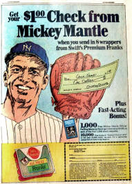 Swift Premium Franks ickey Mantle ad