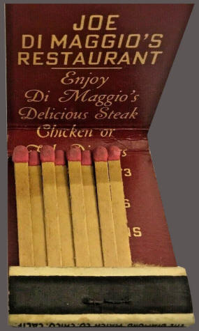 Joe DiMaggio's Grotto Restaurant Matchbook