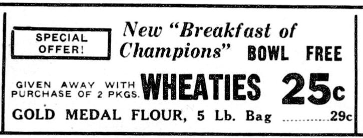 1937 Wheaties Advertising Premium Cereal Bowl