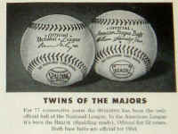 1954 official American, and National League baseballs
