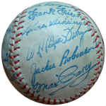Autographed HOF souvenir baseball Jackie Robinson