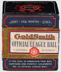 Circa 1920 Goldsmith Official League Baseball Box