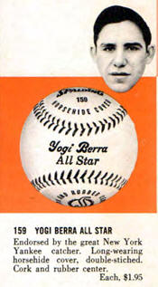 1958-1959 Cork & Rubber Center Yogi Berra All Star Ball
