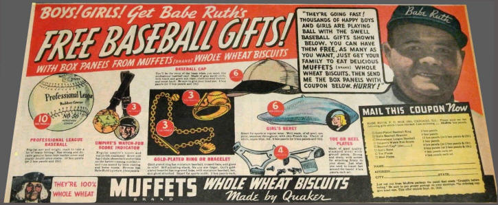 Quaker Puffed wheat Baseball Gifts ad