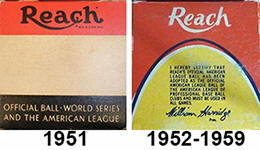 1951 - 1959 Reach Baseball Boxes