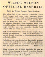 1941 Wilson Catalog W150CC Baseball