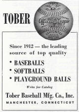 Tober Baseball Manufacturing Co. ad.