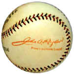 League President John Heydler signature stamp on a Spalding OfficialNational League Baseball
