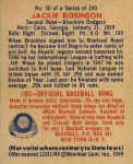 Back of 1949 Bowman Card 50 Jackie Robinson