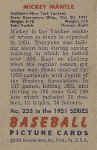 Back of 1951 Bowman Card 253 Mickey Mantle