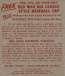 Back of 1955 Red Man baseball card