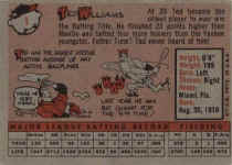 Back of 1958 Topps Baseball Card Ted Williams