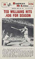 1960 Nu-Card Hi-Lites Ted Williams hits .406