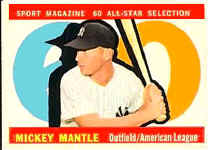 1960 Topps All Star Card Mickey Mantle 563