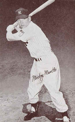 1962 Statistical back Exhibit Card Mickey Mantle