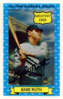 1972 Kelloggs All Time Greats Card 6 Babe Ruth