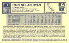 Back of 1973 Kellogg's baseball Card 16 Nolan Ryan