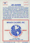 Back of 1984 Renata Galasso Glossy Greats Card 259 Joe Jackson