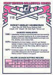 Back of 1981 Donruss Card119 Rickey Henderson