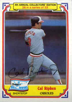 1984 Drakes Baseball Card Cal Ripken