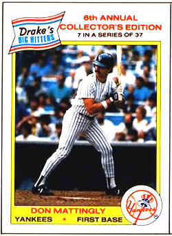 1986 Drakes Baseball CardDon Mattingly