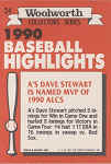 Back of 1991 Woolworth Baseball Card