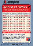 Back of 1992 Jimmy Dean Baseball Card
