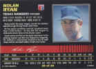 Back of 1993 Post baseball Card 20 Nolan Ryan