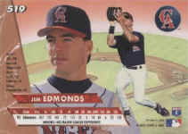 Back of 1993 Ultra baseball Card519 Jim Edmonds RC