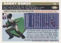 Back Of 1996 Topps Card 100 Barry Bonds